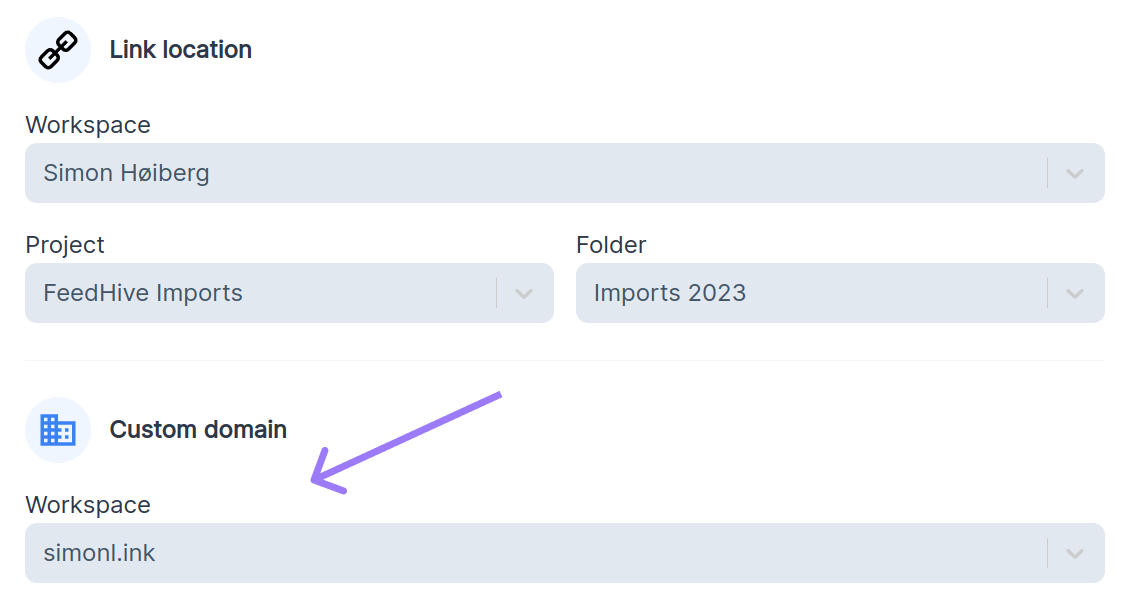 Custom domain with automatic link shortening